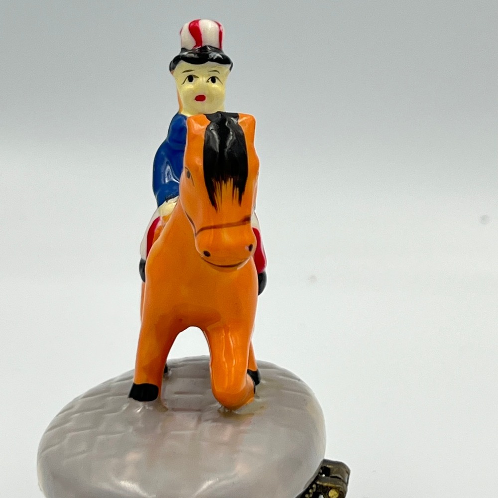 Vintage Uncle Sam Ceramic Trinket Box Americana Patriotic Jewelry Box Horse - Picture 7 of 11